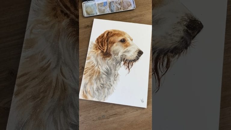Pelagem Wirehaired em aquarela na nossa aula aberta Animais em Aquarela