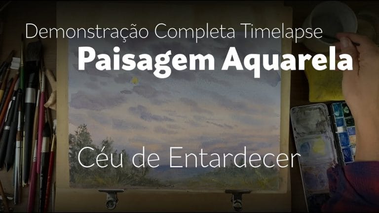 Demonstração Paisagem em Aquarela: Céu de Entardecer - Timelapse