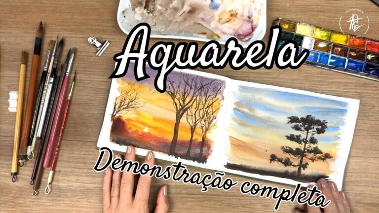 Como pintar em aquarela : Araucária e Árvores Secas | Duas demonstrações completas